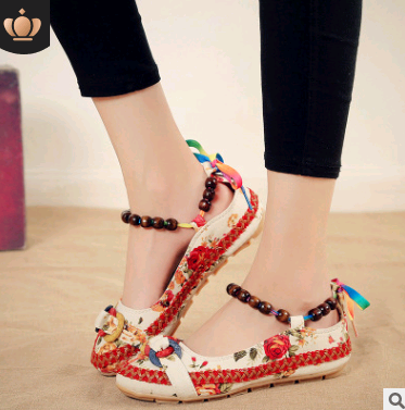 Zapatos Retro de Viento Nacional para Mujer - Tejidos a Mano con Lino y Encaje - Image 4