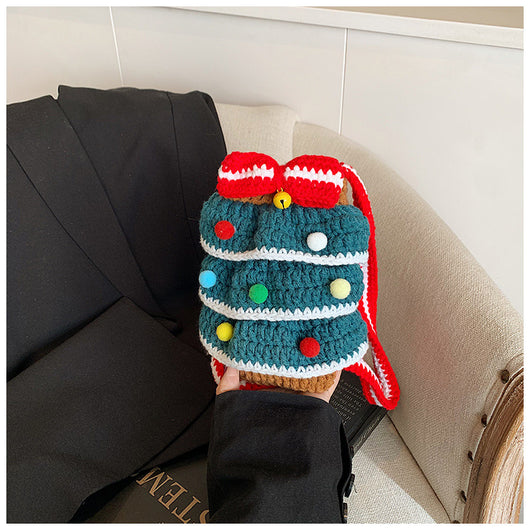 Bolso Cuadrado Navideño de Punto con Árbol de Navidad y Bloques de Color - Image 15