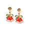Aretes Navideños Campanas Doradas con Cristales Brillantes