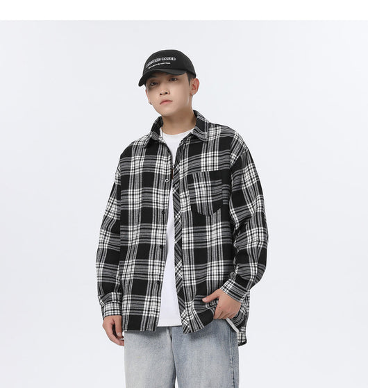 Camisa Casual Retro Cuadros para Hombre - Corte Holgado Primavera Otoño - Image 18