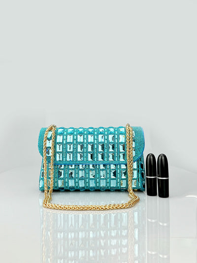 Clutch de Cristal Brillante con Cadena de Strass - Image 9