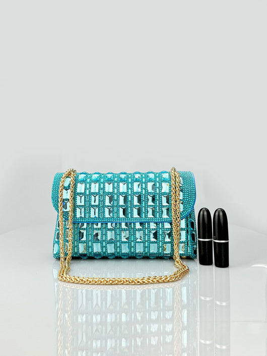 Clutch de Cristal Brillante con Cadena de Strass - Image 9