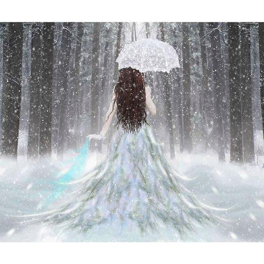 Cuadro de Diamantes 5D - Mujer en la Nieve - Image 3