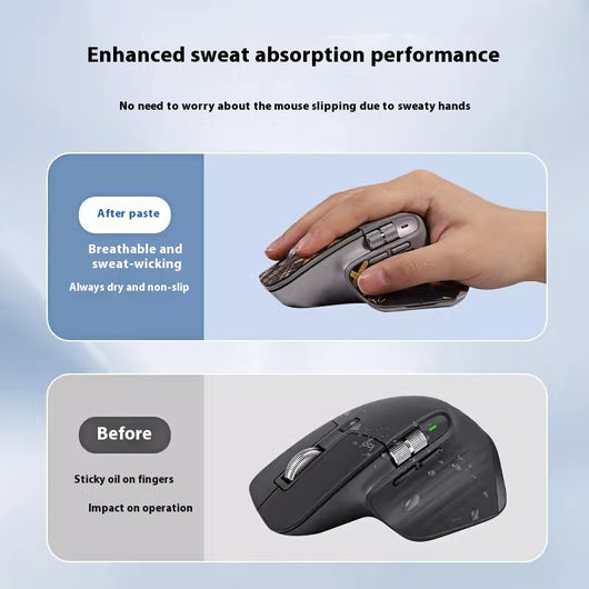 Red and black anti-slip sticker set with geometric and text patterns for Logitech MX Master 3s mouse. - Image 4