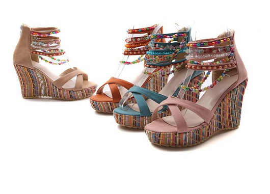 Sandalias Plataforma Bohemias Artesanales con Cuentas