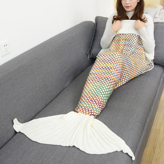 Manta Crochet con Patrón de Cuadrícula de Colores para Sofá - Image 10