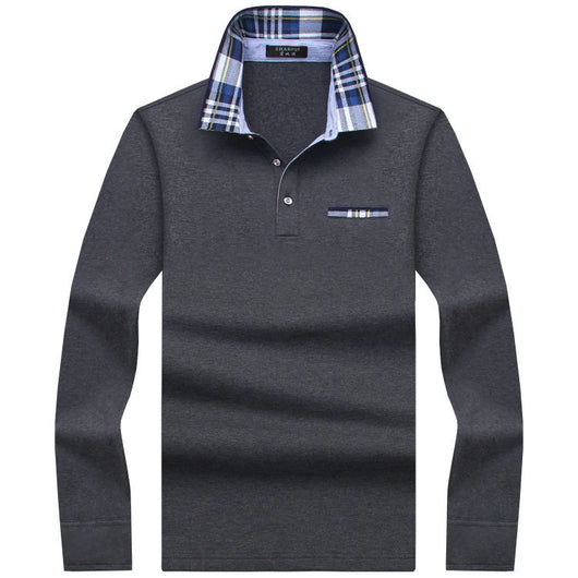 Playera Casual Ejecutiva con Solapa Fleece Suelta en Color Sólido para Hombre - Image 15