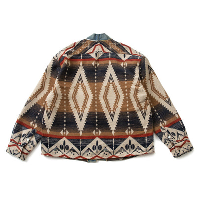 Abrigo de Lana Vintage con Patchwork de Denim para Hombre - Image 3