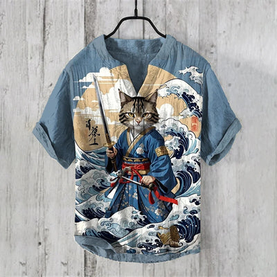 Camisa de Manga Larga con Estampado 3D de Rayas para Hombre - Image 9