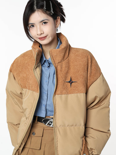 Chaqueta Acolchada de Pana Retro con Cuello Alto para Mujer - Image 10