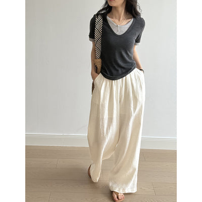 Pantalón Drapeado Slim Cintura Alta con Pierna Ancha - Image 5