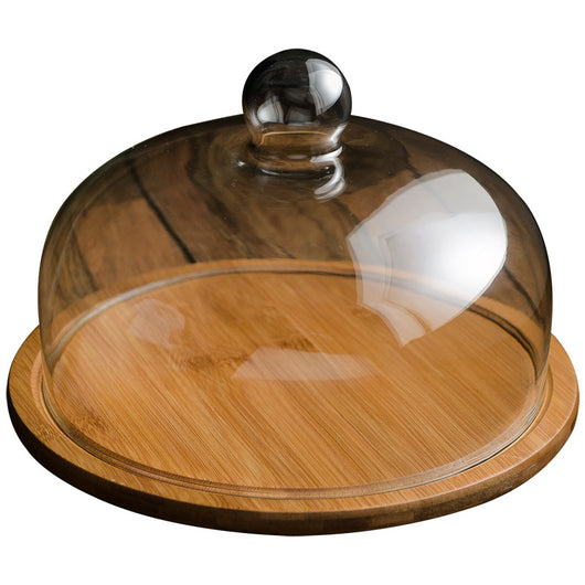 Campana de Vidrio con Bandeja de Bambú para Postres - Image 5