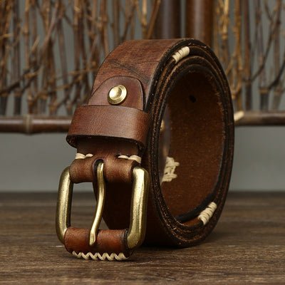 Cinturón de Cuero Genuino Retro Artesanal