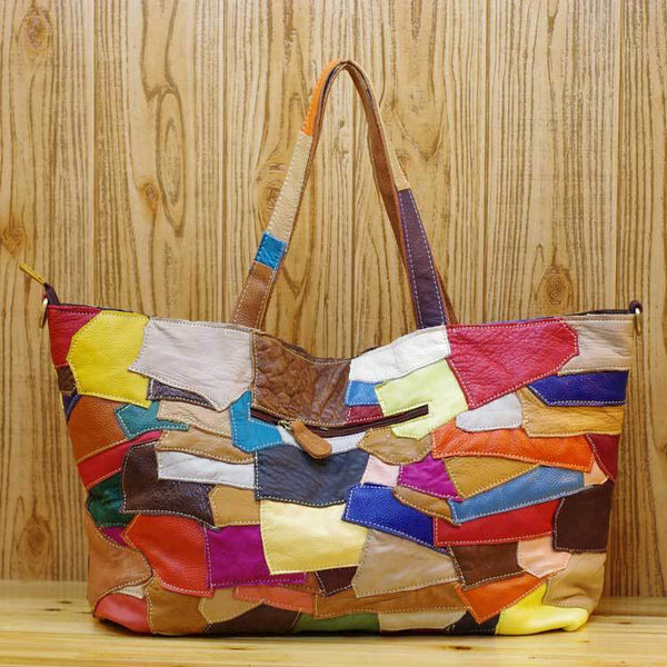 Bolso Grande de Cuero Cosido a Mano
