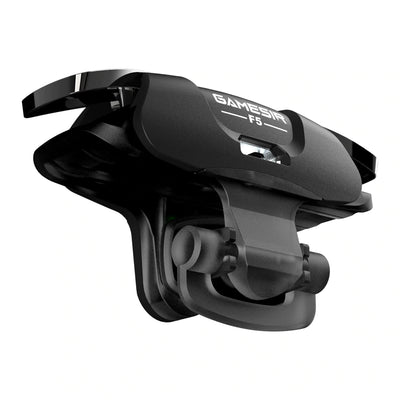 Black F5 game controller for mobile phones with two silver trigger buttons and a green indicator light. - Image 2