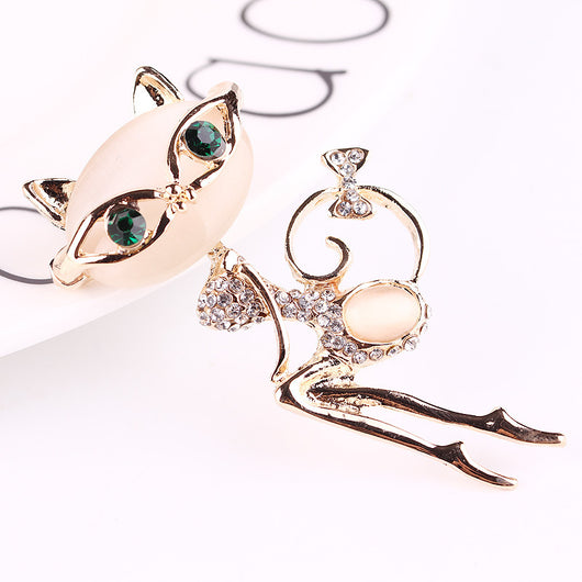 Broche Gato Plateado con Cristales Brillantes - Image 6