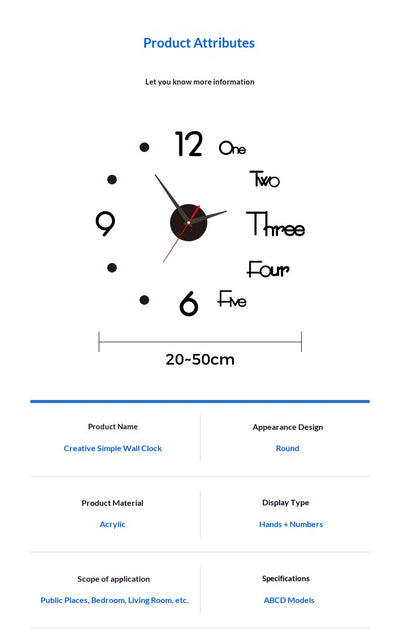 Reloj de Pared Digital Silencioso Nórdico - Adhesivo Decorativo Acrílico - Image 29