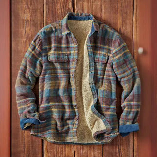 Chaqueta Camisa de Franela Escocesa Fuzzy para Hombre