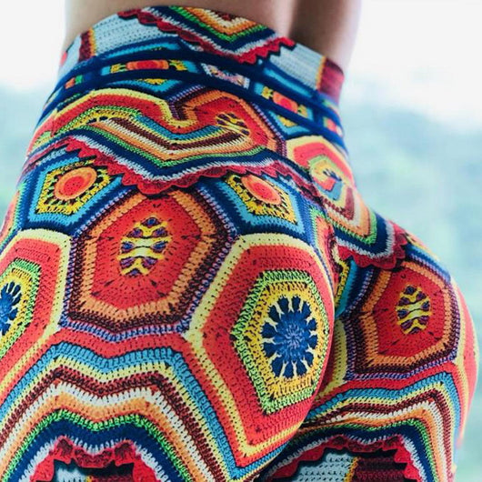 Pantalones de Yoga Estampado Jacquard Cintura Alta para Fitness - Image 2