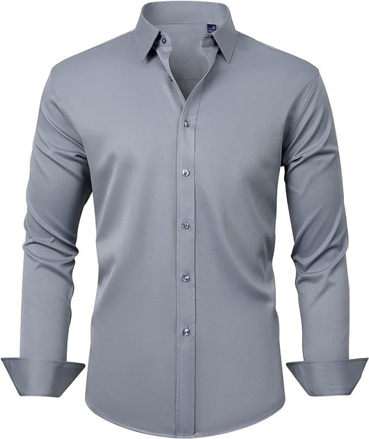Camisa Elástica de Talla Grande para Hombre de Manga Larga - Image 25