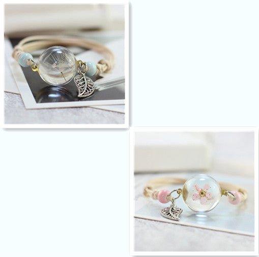 Pulsera Esfera de Cristal con Flores Secas - Diente de León y Estrellas - Image 34