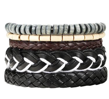 Pulseras de Cuero con Abalorios Artesanales