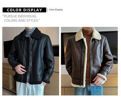Chaqueta Acolchada de Cuero para Hombre con Cuello Polo - Image 10