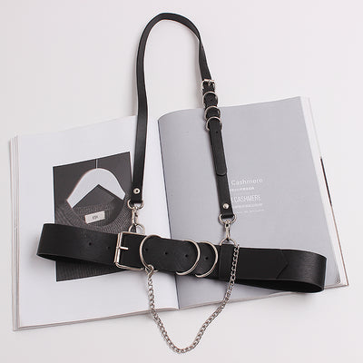 Cadena de Cuero Negro con Correa y Diseño Cóncavo - Image 5