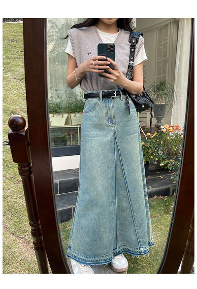 Falda Denim Retro Cintura Alta para Mujer - Image 15
