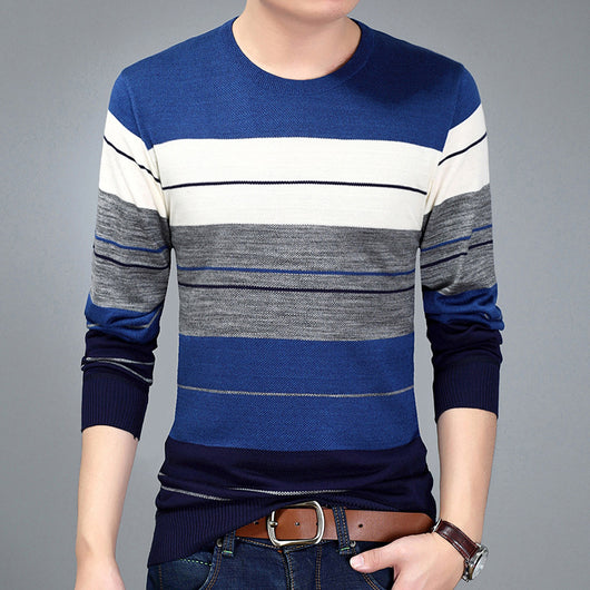 Suéter de Cuello Redondo con Bloques de Color para Hombre Joven - Image 32