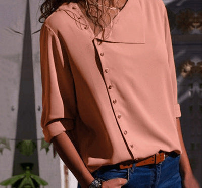 Blusa de Cuello Oblicuo Asimétrico con Manga Larga - Image 6