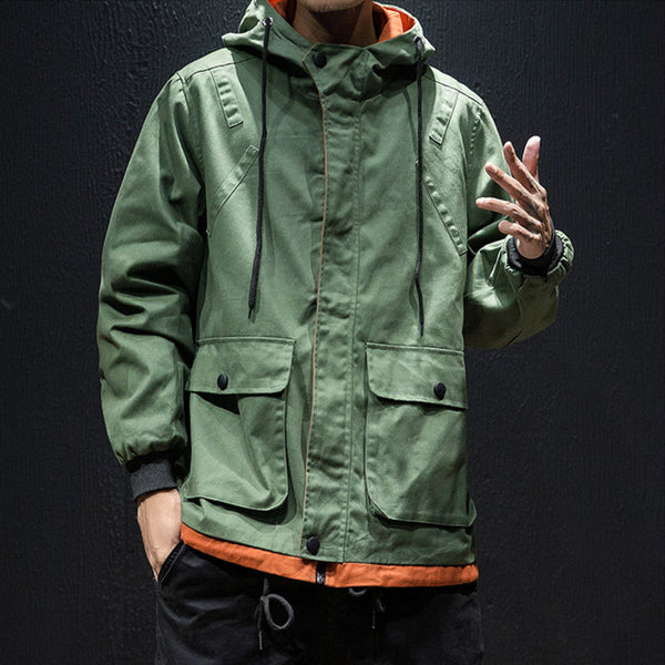 Abrigo Holgado Japonés con Contraste de Colores para Hombre