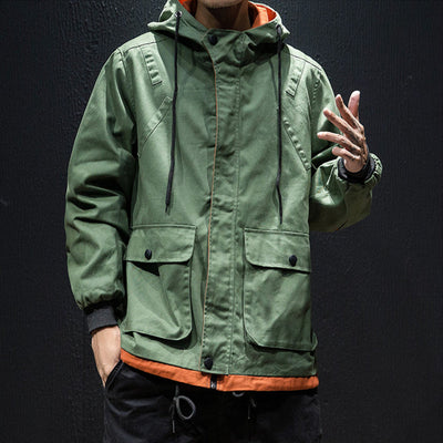 Abrigo Holgado Japonés con Contraste de Colores para Hombre