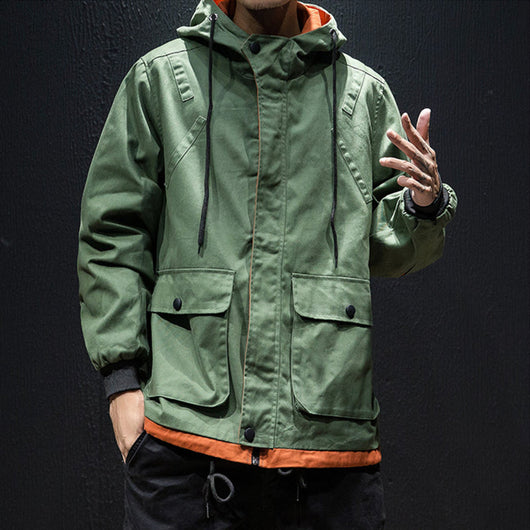 Abrigo Holgado Japonés con Contraste de Colores para Hombre