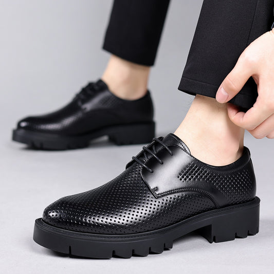 Zapatos de Cuero Cowhide Transpirables con Aumento de Altura para Hombre