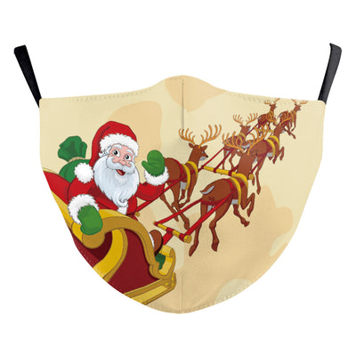 Christmas dust mask with a cartoon kitten in a Santa hat singing carols next to a decorated Christmas tree. - Image 4