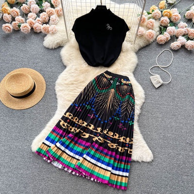 Conjunto de Dos Piezas: Blusa Plisada sin Mangas y Falda Diseño Exclusivo para Mujer - Image 11