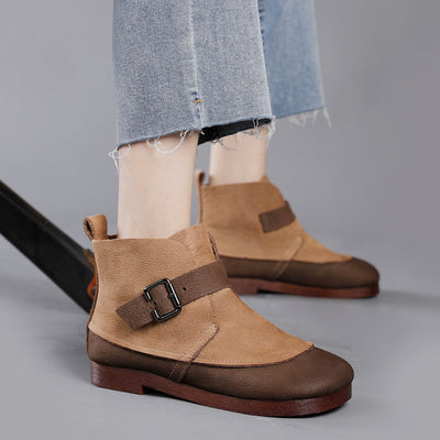 Botas de Cuero Genuino Estilo Étnico con Hebilla - Punta Redonda Planas Artesanales - Image 15