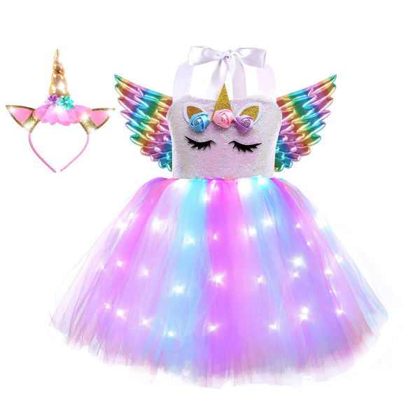 Falda Tutú Princesa con Alas y Luces LED para Niñas