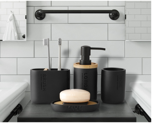Set de 4 Piezas de Accesorios de Baño en Resina - Dispensador, Porta Cepillos y Vaso - Image 13