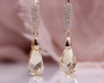 Aretes de Cristal Austriaco Champagne para Mujer - Image 10