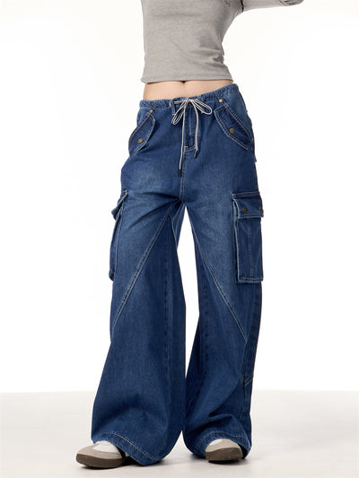 Pantalones Cargo Retro Mujer Cintura Alta Bolsillos Múltiples Corte Recto - Image 19