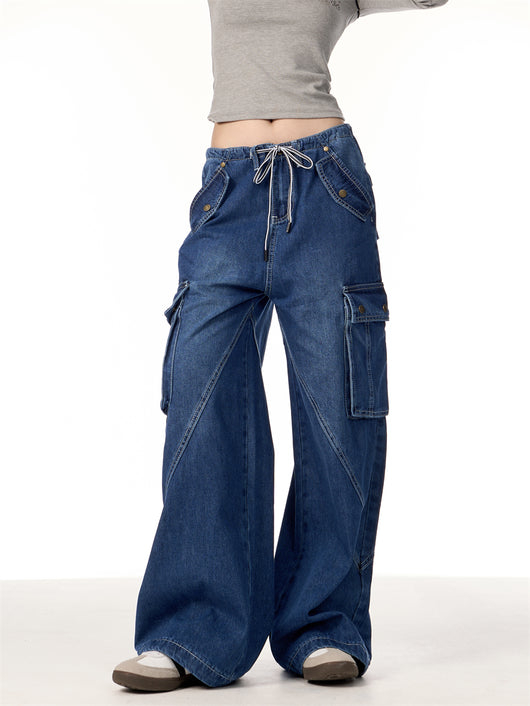 Pantalones Cargo Retro Mujer Cintura Alta Bolsillos Múltiples Corte Recto - Image 19