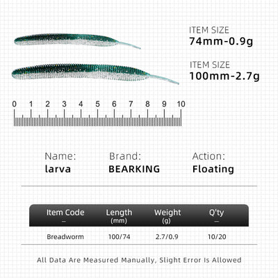 Larva Artificial 7.4-10cm Sabor Salado Suave para Pesca - Image 31