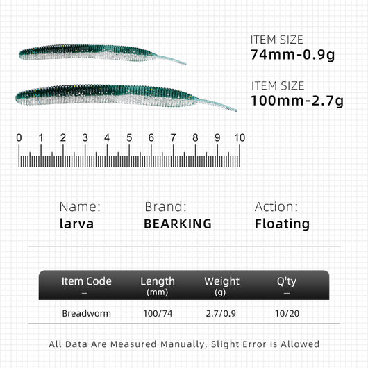 Larva Artificial 7.4-10cm Sabor Salado Suave para Pesca - Image 31