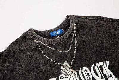 Camiseta Retro Manga Corta con Cadena para Hombre - Image 2