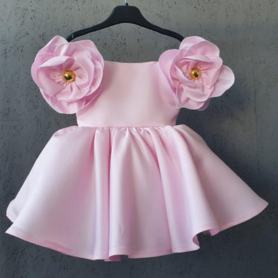 Vestido Infantil de Tul Jacquard con Pompones para Presentaciones - Image 10