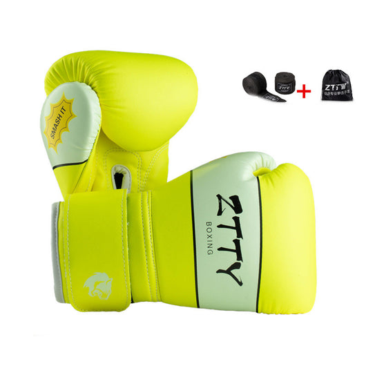 Red and white kids' boxing gloves with "SMASH IT" text, wrist wraps, and a black drawstring bag. - Image 9