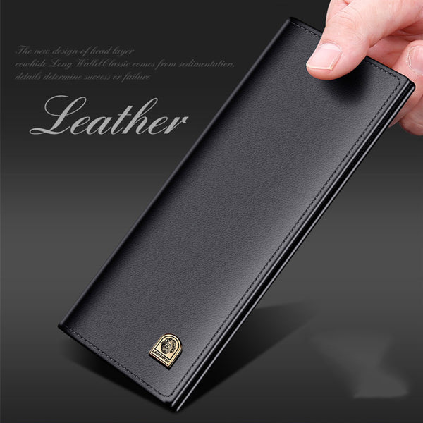 Billetera Larga de Cuero Suave para Hombre - Diseño Europeo y Americano