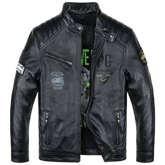 Chaqueta de Cuero Vintage Desgastada para Hombre - Image 3